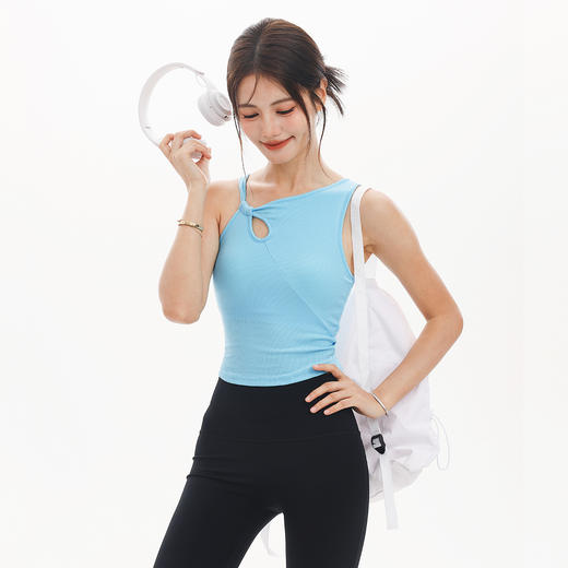 跃牌【海听系列】时尚斜肩背心瑜伽服女带胸垫健身内衣bra跑步运动文胸XC76 商品图1