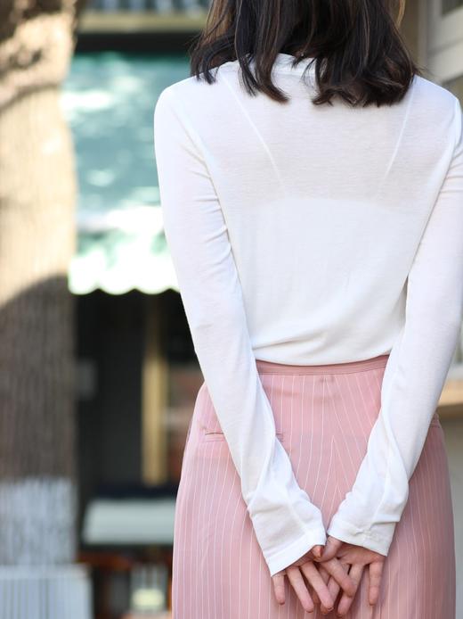 TYNVIE 白色长袖棉混纺叠穿T恤 商品图8