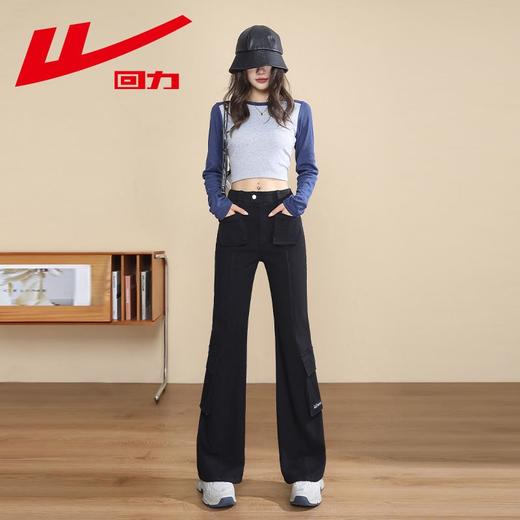 回力美式工装裤女款2025秋季新款小个子运动休闲裤高腰显瘦喇叭裤 商品图7