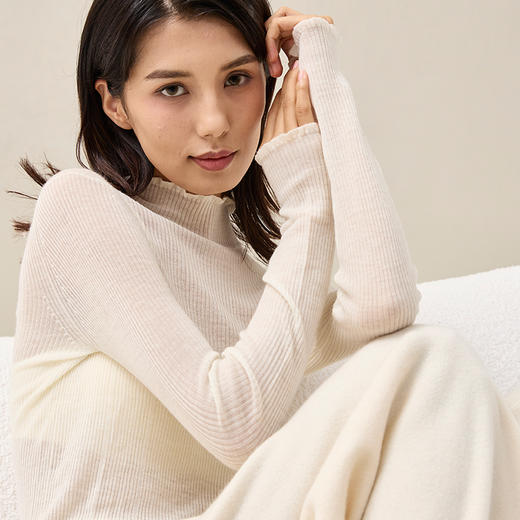 超轻薄羊绒半高领打底衫  SJF97W246N 商品图4