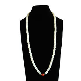 【天然正品】天然新疆料细腻桶珠约9.2MM和田玉珠串项链9.2MM（皆取最大值）链长：44CM女士311025AH21