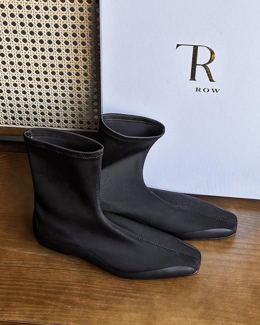现货 THS-限时 row家 女士 秋冬袜子靴 方头超模气场 极简方头袜靴 长靴 短靴 BZ1276 商品图2