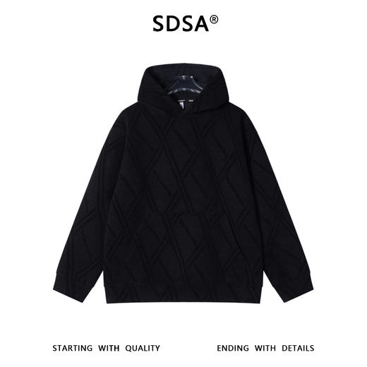 SDSA男士秋冬新款痞帅男装时尚撞色线条连帽卫衣百搭时尚套头上衣 商品图0
