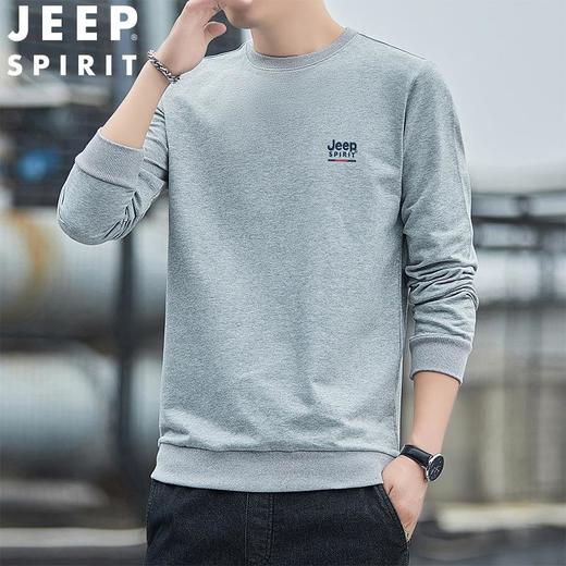 JEEP SPIRIT卫衣男秋季休闲宽松圆领长袖T恤男套头上衣纯棉HL2037 商品图1