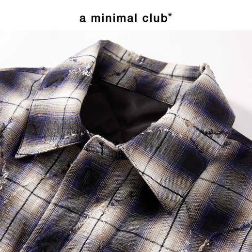 a minimal club美式高街100%棉格纹布棉服毛边菱格绗缝棉AM5APJ02 商品图2