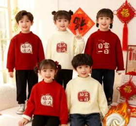 【59元任选2件】优福优儿童长袖半高领拜年服加绒厚款保暖卫衣男童女宝宝秋冬款长T恤时尚百搭打底衫73-160