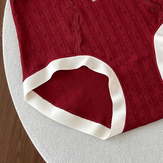 超值三条装！【穿红转运❗️好运随身】9854#甜酷风本命红喜庆少女内裤提花高腰收腹10A抑菌纯棉裆三角裤。ja 商品图2