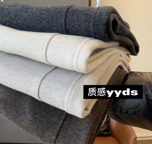 【Cindy自留】 垂感天花板 高克重人字纹羊毛醋酸阔腿裤 高腰运动休闲裤  加厚秋冬 商品图2