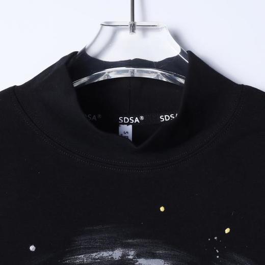 T5040SDSA男士秋冬新款痞帅男装简约手绘泼墨字母设计立领长袖T恤百搭 商品图1