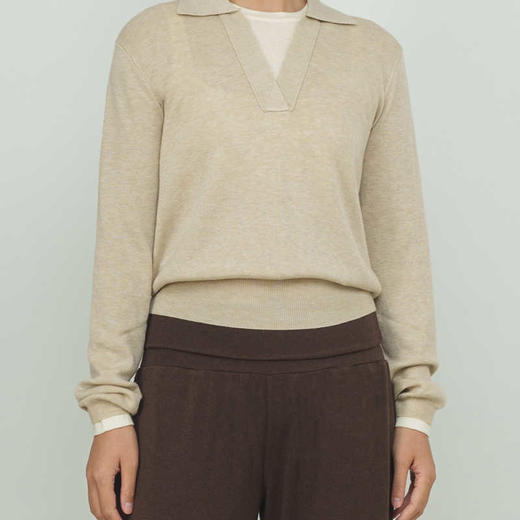 AddOne+1New早秋休闲日常翻领假两件针织衫长袖混纺羊毛柔软 商品图3