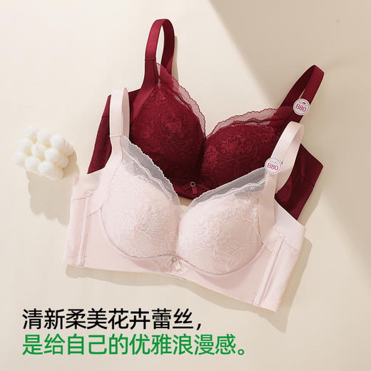 【商场同款】熳洁儿 大胸显小文胸云感棉均薄杯性感蕾丝收副乳莫奈花园系列25701517 商品图4