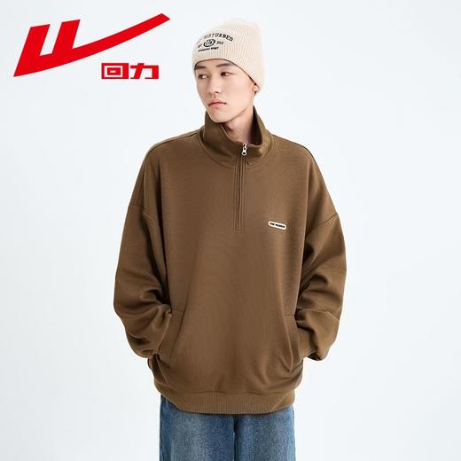 回力春秋新款美式套头长袖卫衣宽松立领半拉链复古外套加厚上衣 商品图7