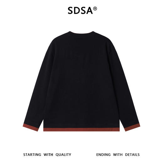 T5055SDSA男士秋冬新款痞帅男装简约撞色假两件圆领长袖T恤百搭时尚潮 商品图4