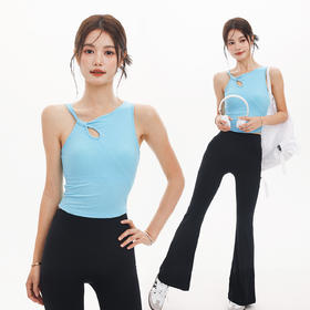 跃牌【海听系列】时尚斜肩背心瑜伽服女带胸垫健身内衣bra跑步运动文胸XC76