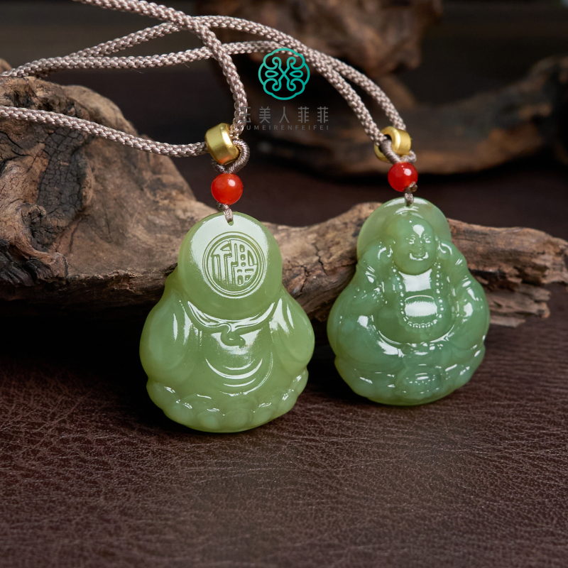 和田玉吊坠-青黄口立体佛公-
