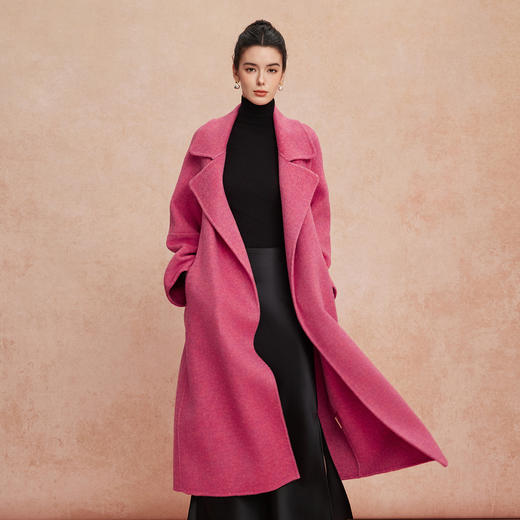 QH930斯尔丽2025新款杂花色轻柔慵懒风气质高雅廓形方式羊毛大衣 商品图0