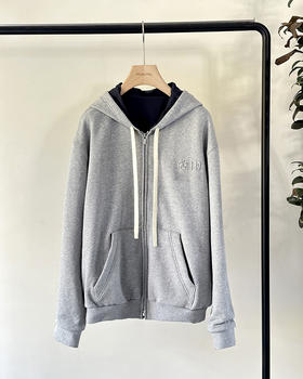 现货 THS-限时 情侣款 miu家 平纹针织两面穿拉链夹克 QF096