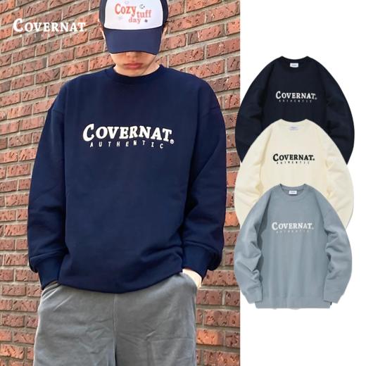 Covernat韩国潮牌卫衣纯棉男女情侣款刺绣标休闲圆领宽松2025春CO0000CR02 商品图0