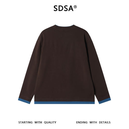 T5055SDSA男士秋冬新款痞帅男装简约撞色假两件圆领长袖T恤百搭时尚潮 商品图4