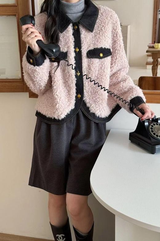 LNNNS 毛绒加厚撞色优雅小香风外套 21302 商品图3