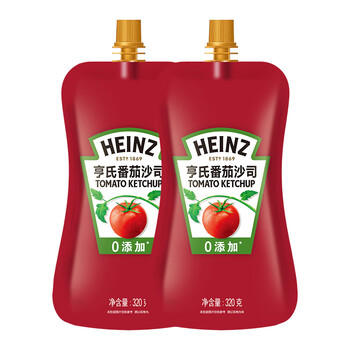 亨氏(Heinz) 番茄酱 番茄沙司320g*2[0添加防腐剂/色素*] 意面薯条酱 商品图1