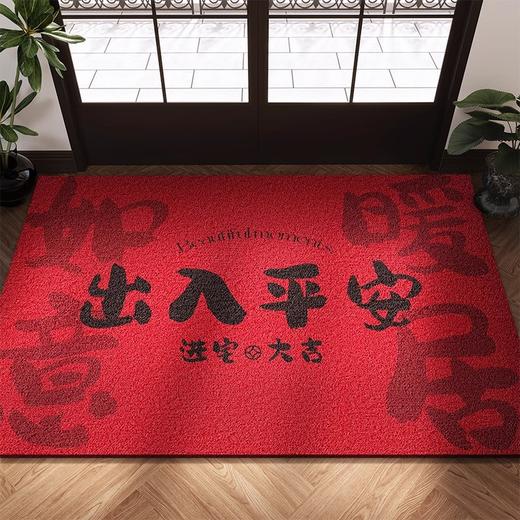 2025新年【迎福入屋】入户门地垫 红色丝圈进门脚垫 玄关家用乔迁喜庆除尘地毯 商品图5