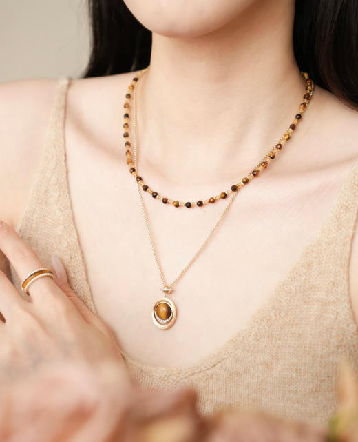 汤唯同款解锁温柔知性能量虎眼石毛衣项链 商品图10