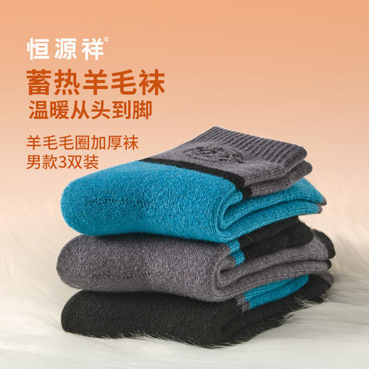 恒源祥  羊毛毛圈加厚袜男款3双装  HYX066WZ 商品图1