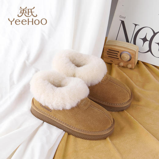 【暖冬鞋服丨YeeHoO英氏儿童冬季保暖雪地靴】加绒保暖内里，舒适御寒，宝宝出门玩雪也不会冻脚，加厚防撞鞋头，保护脚趾，经典的驼色和棕色两款可选，温柔又百搭，款式简约，通勤、旅游、休闲散步都能穿 商品图1