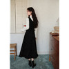 鹿向南「墨色絮章」黑色吊带连衣裙女方领秋冬季温柔风长款连衣裙 商品缩略图3