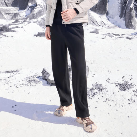 半身缘男裤 冬季舒适时尚宽松呢料直筒裤休闲裤254201P10330101 商品图1