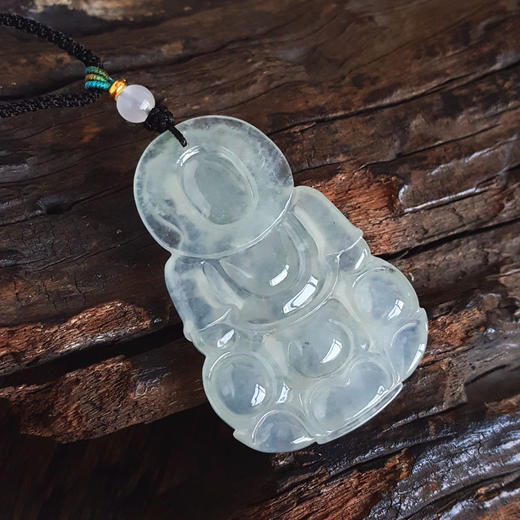 【天然正品】A货翡翠天然收藏级细腻冰种晴水飘蓝花观音坐莲（平安安乐）翡翠吊坠项链56.1*36.8*8.7MM（皆取最大值）女士191125NJT08 商品图6