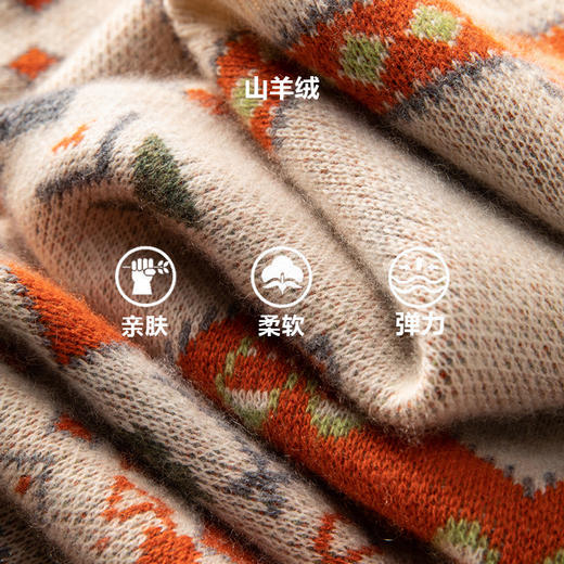 橙心如意~重磅加厚羊绒衫复古提花撞色打底衫女减龄套头上衣 商品图1