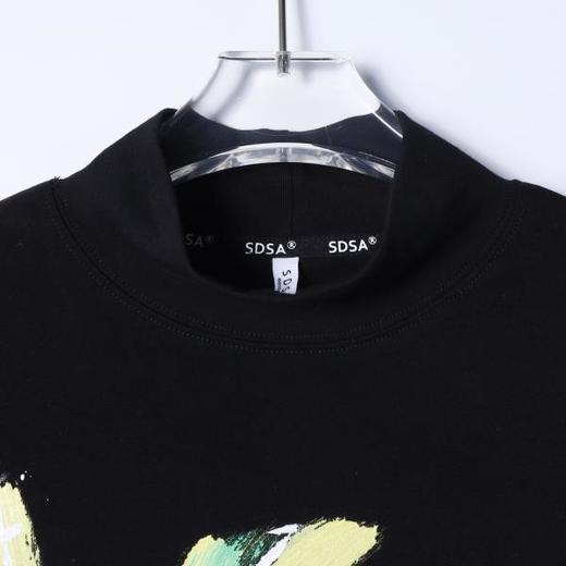 T5058SDSA男士秋冬新款痞帅男装美式撞色手绘字母印花立领长袖T恤潮流 商品图1