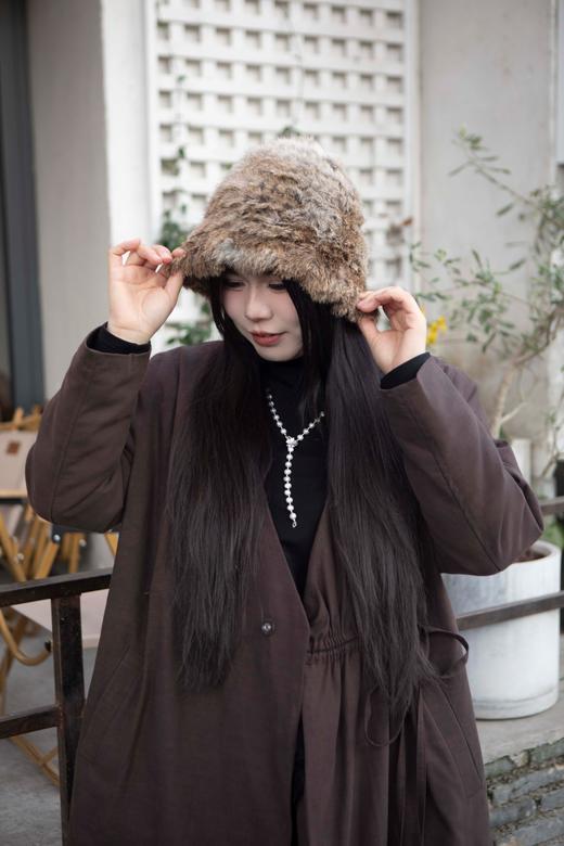 一周发货【麂皮绒渔夫帽 & 兔毛帽 & 流苏围巾】秋冬保暖又出片的必备好物~帽子版型立体，护耳御寒，软糯厚实；围巾披肩两用好物 商品图7