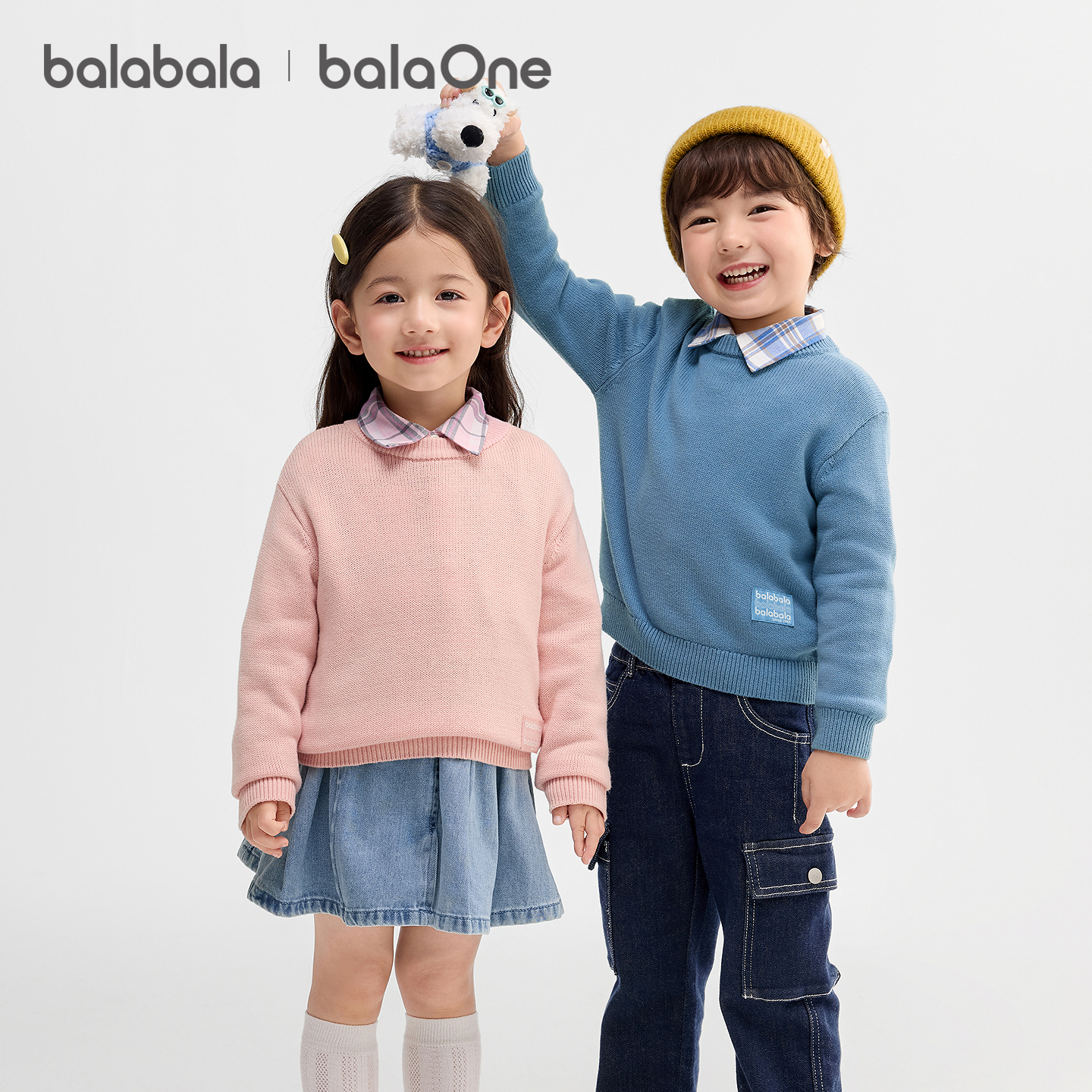 巴拉巴拉balaOne童装儿童毛衫女童2025冬新款毛衣打底衫男针织衫