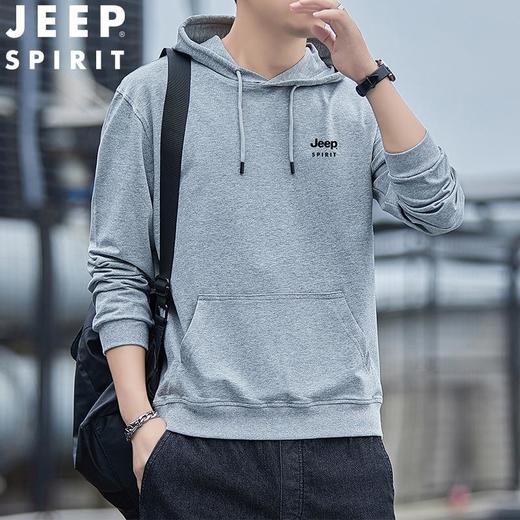 JEEP SPIRIT卫衣男秋季连帽运动男装纯色套头透气长袖上衣6547 商品图4
