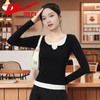 回力假两件长袖上衣女t恤早秋初秋内搭v领修身正肩短款针织打底衫 商品缩略图2
