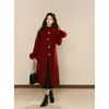 鹿向南「心栖芳甸」红色毛呢外套女冬季新款加厚宽松中长款呢大衣 商品缩略图1
