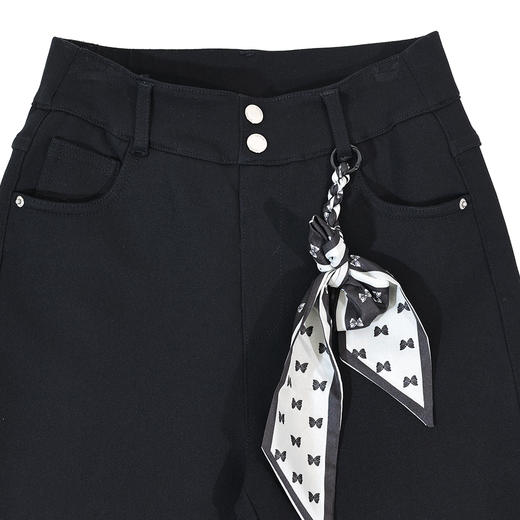 半身缘女裤 冬季高弹舒适保暖修身抓毛喇叭休闲裤254102M10320100 商品图2