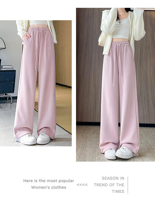 【YW】无忧购秋冬季加绒抽绳两穿窄版直筒运动裤女8802#（截单后3-5天发货） 商品图4