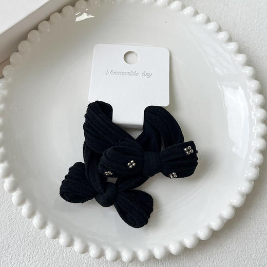 简约百搭闪钻饰蝴蝶结对装皮筋-纪念日百货门店同款167747721 商品图2