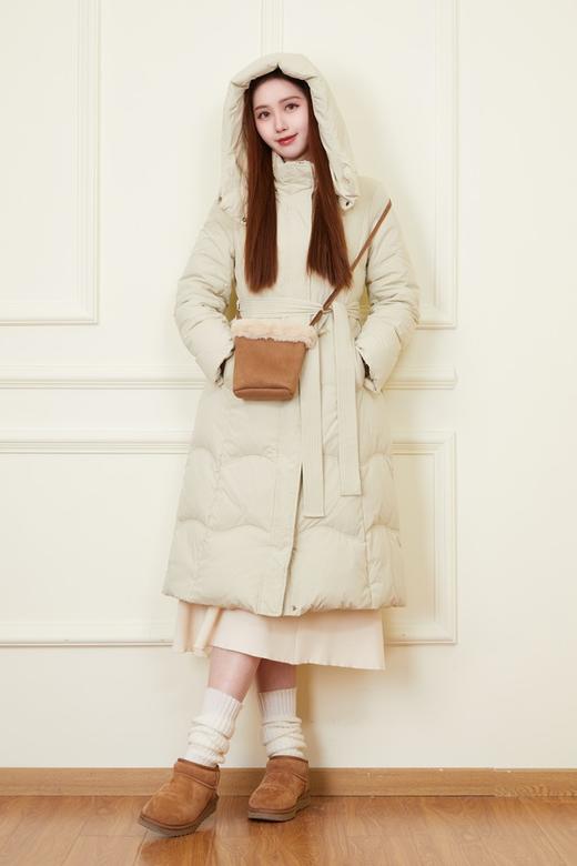 LNNNS 保暖系带收腰中长款连帽羽绒服外套 21607 商品图2