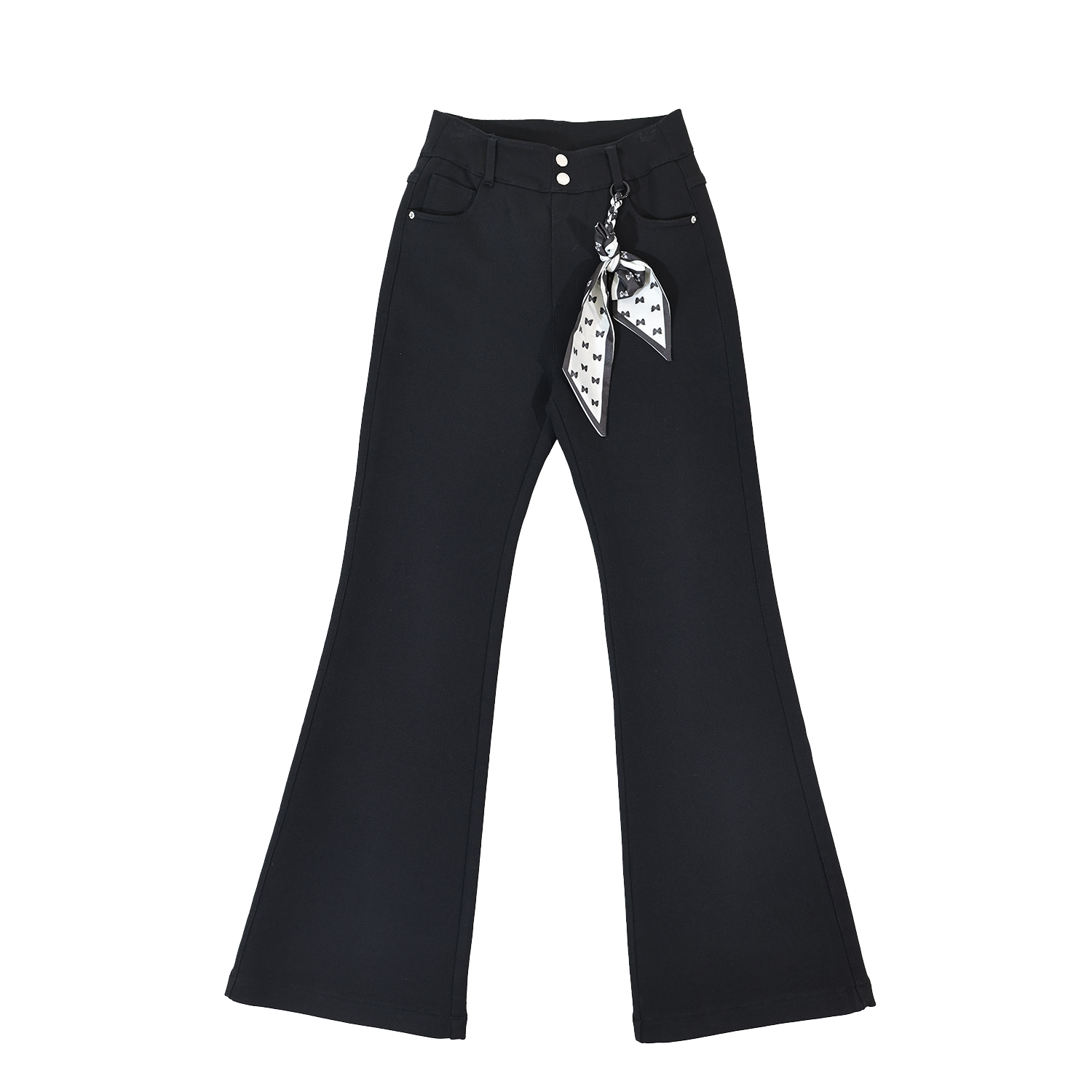 半身缘女裤 冬季高弹舒适保暖修身抓毛喇叭休闲裤254102M10320100