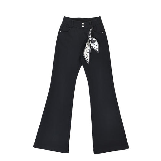 半身缘女裤 冬季高弹舒适保暖修身抓毛喇叭休闲裤254102M10320100 商品图0