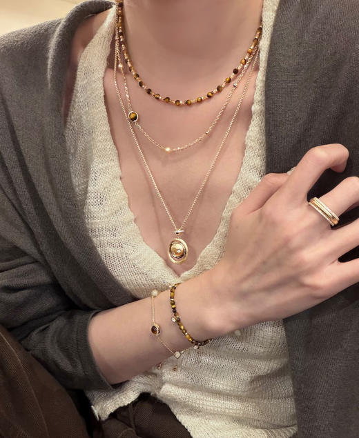 汤唯同款解锁温柔知性能量虎眼石毛衣项链 商品图14