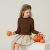 儿童100%羊绒衫2025秋冬女童半高领撞色木耳边棕色针织衫套头毛衣 商品缩略图5