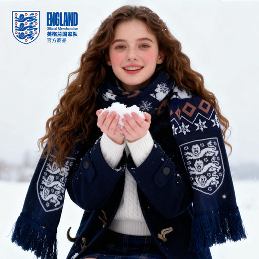 【官方正版】英格兰国 家队 | 拼色针织围巾复古学院英伦风保暖 商品图0