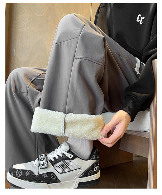 【GZ】无忧购羊羔绒裤子男士冬季加绒加厚卫裤宽松直筒休闲棉裤29179#（截单后5-7天发货） 商品图6