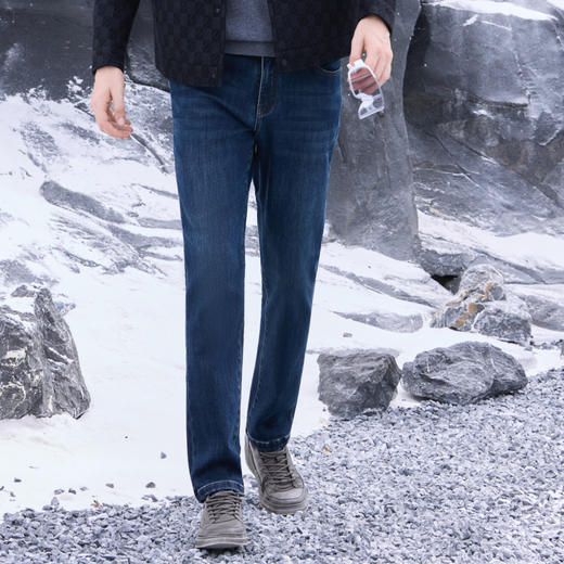 半身缘男裤 冬季休闲百搭舒适牛仔裤254101M10130157 商品图2